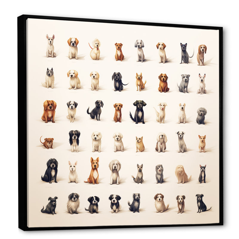 Reproduction d'art mural gris pour enfants, H 30 po x l 30 po x P 1,5 po, Cadre flottant noir