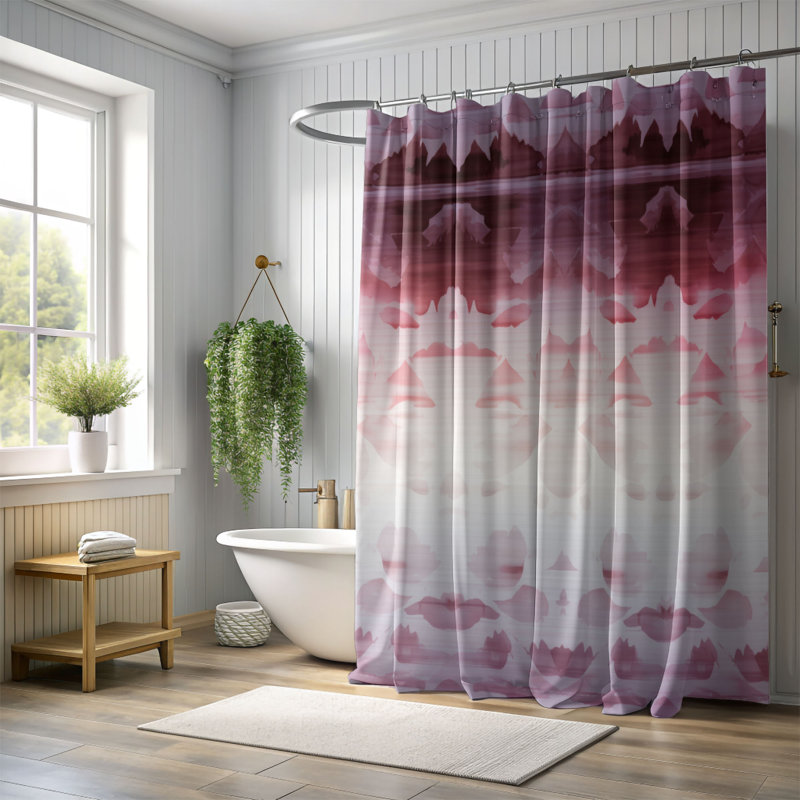 Rideau de douche rose Premium, H 74 po x l 71 po