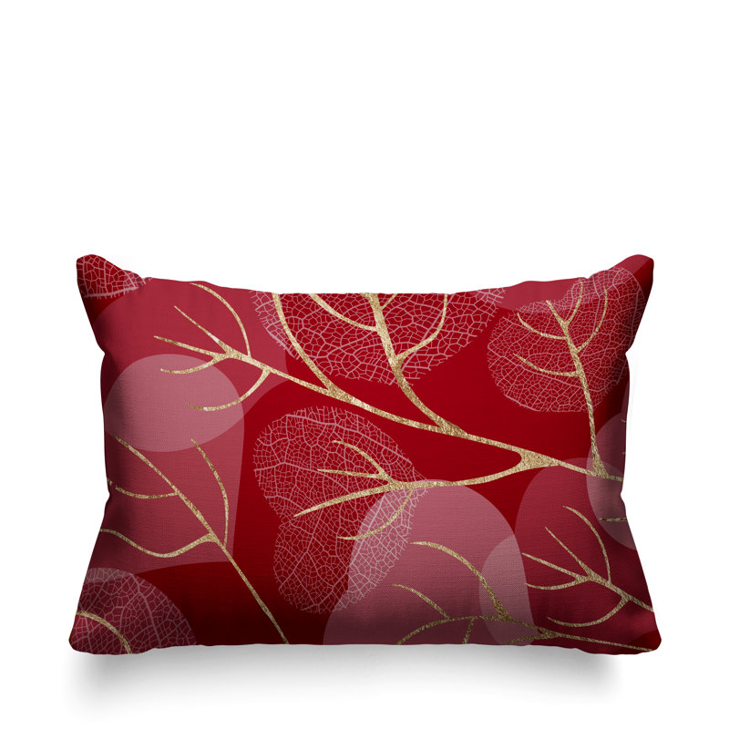 Coussin lombaire intérieur / extérieur Baka Leafs, Rouge / or