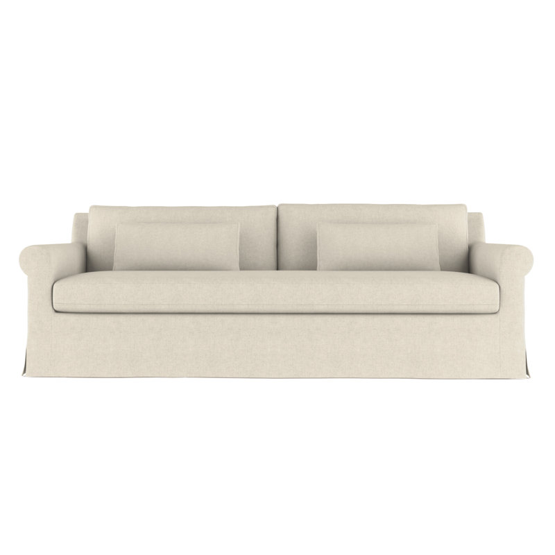 Canapé Ludlow, Huître de lin Box Weave, H 34 po x l 120 po x P 38 po, Brun foncé