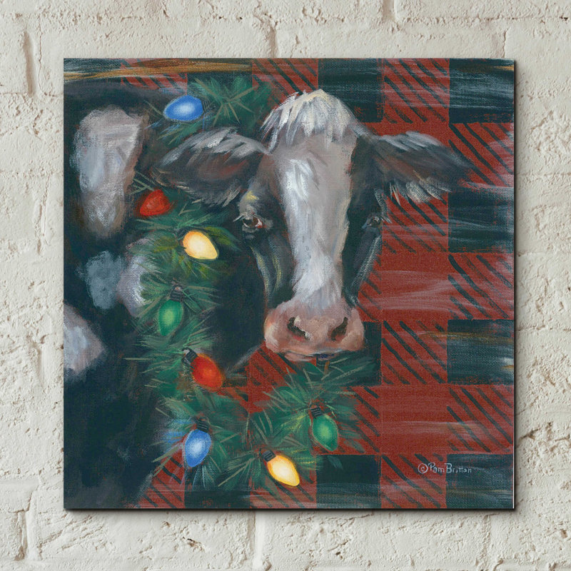 «Vache festive» par Pam Britton, H 12 po x l 12 po x P 0,13 po