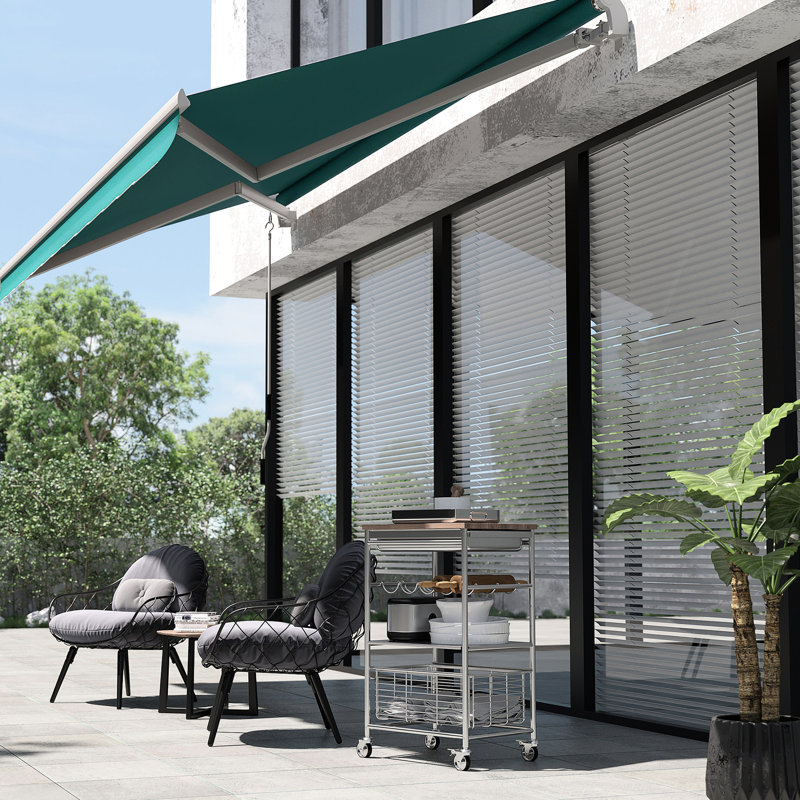 Auvent de terrasse rétractable 13 pi x 8 pi, protégé, pour patio, eau, manivelle manuelle