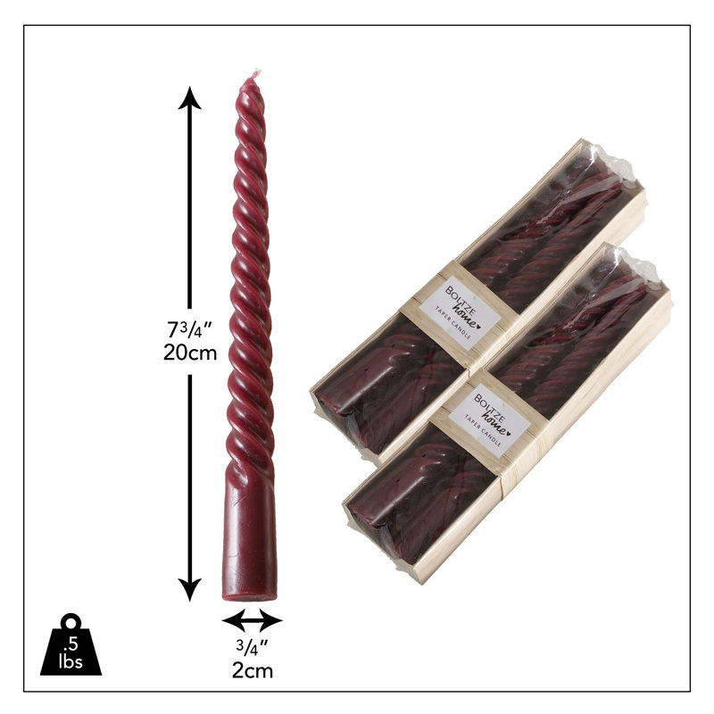Bougie conique non parfumée, Rouge Bourgogne