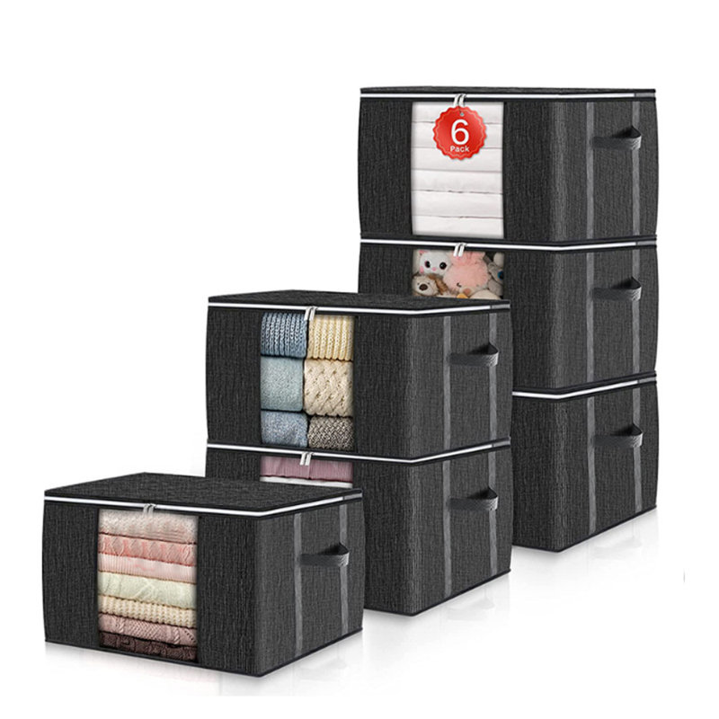 Clothes Storage, Foldable Blanket Storage Bag, Black