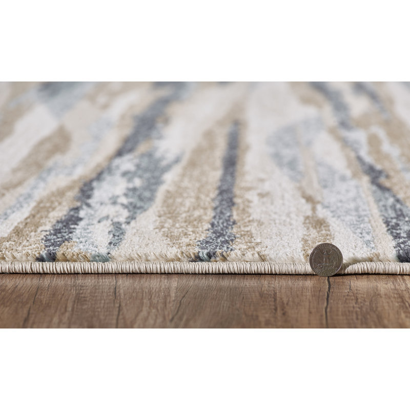 Tapis bleu / brun / gris Kohsuke, Tapis de couloir 2 pi x 7 pi 7 po