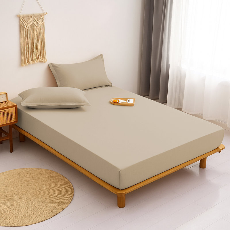 Aspire Homeware Ultra Soft 40cm Deep Fitted Sheet for Extra Deep Mattress and Cozy Sleep, Beige, Single (3')
