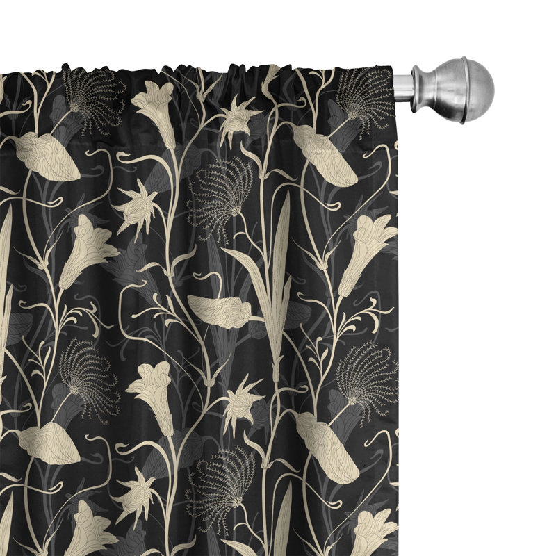 Art Nouveau Semi-Sheer Rod Pocket Curtain Panels, 28" x 95"