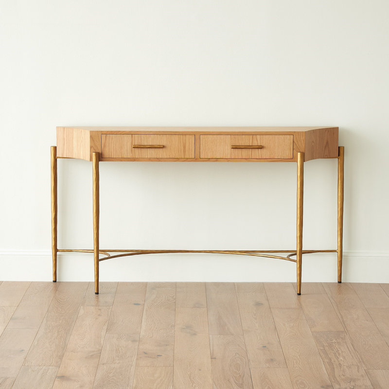 57.5'' W Solid Wood Console Table, Brown, Gold