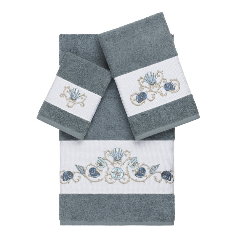 Bella Embellished 3 Piece Towel Set, Teal