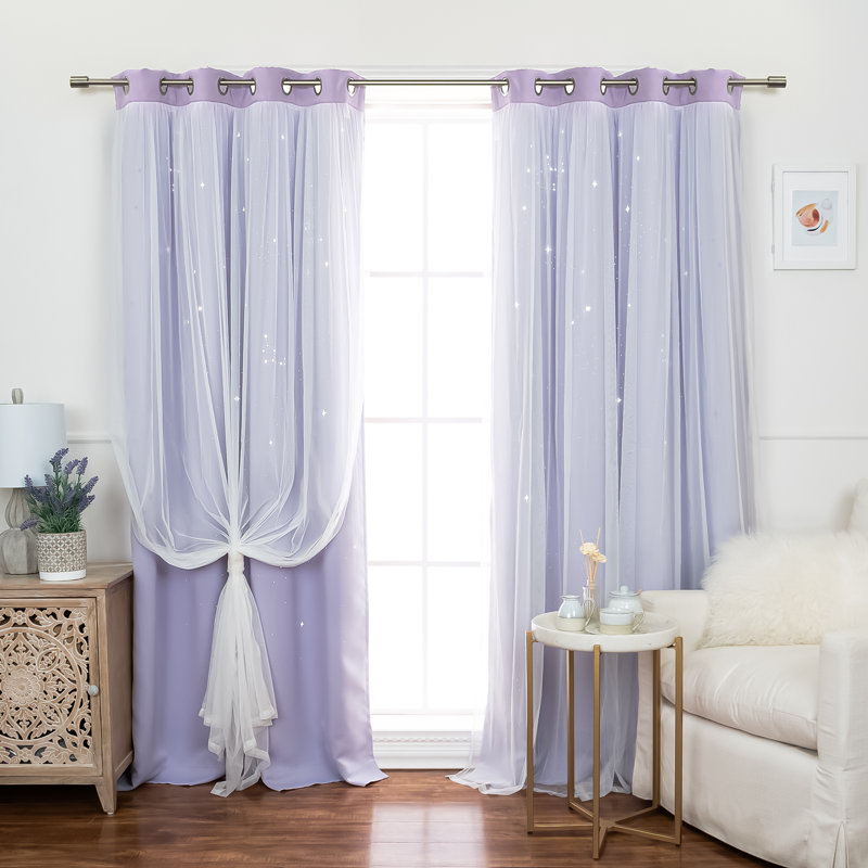 Rideaux obscurcissants argentés obscurcissant avec œillets Night Sky, Lilas