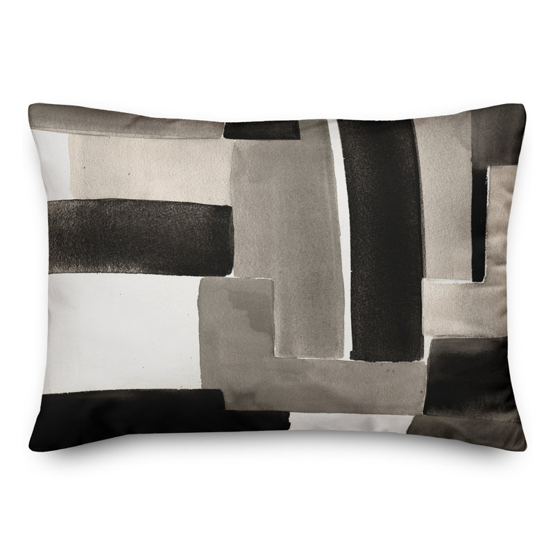 Dulzaides Abstract Outdoor Reversible Throw Pillow, Gray