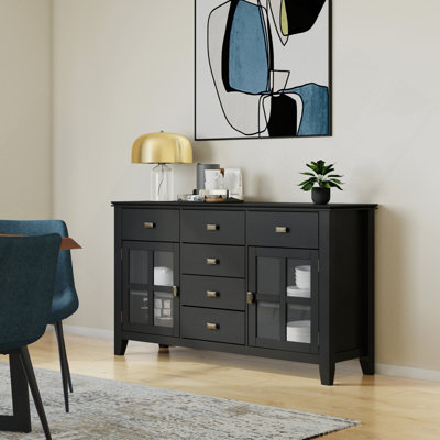 Artisan Solid Wood Sideboard Buffet In Black