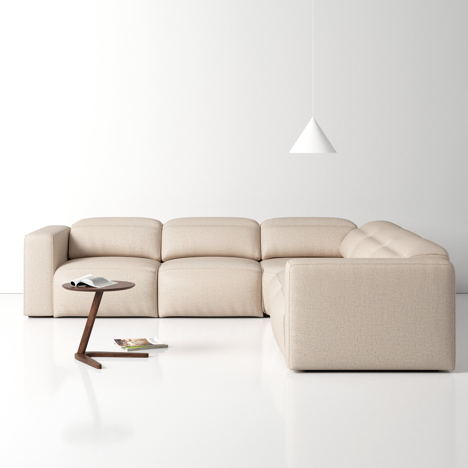 Amed 5 - Piece Power Reclining Sectional, Antigo Natural Polyester Blend