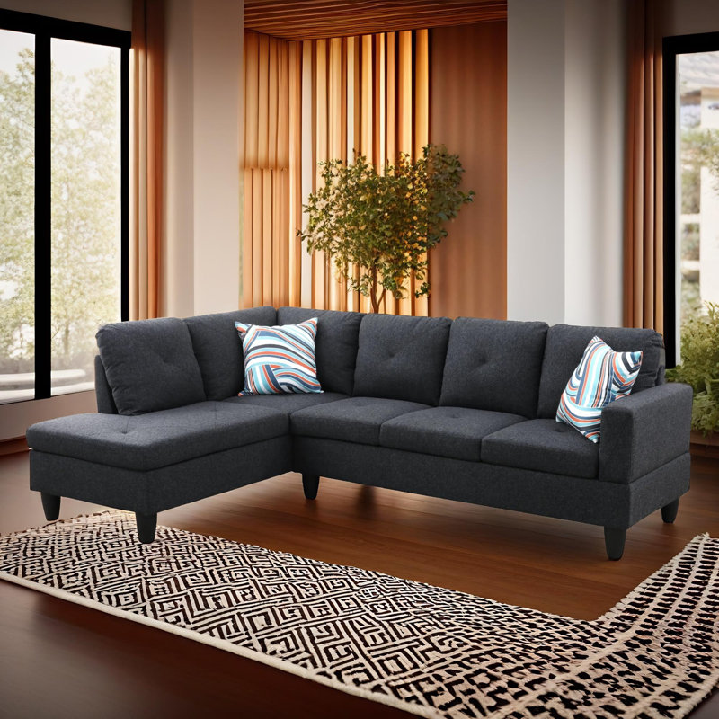 103" Verona Flannel 2-Piece Sectional Sofa Set With Chaise , Left Hand Facing, Off White Microfiber/Microsuede