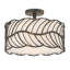 Plafonnier semi-encastré 3 lumières Clapp en fer noir antique avec lin ivoire-59609714