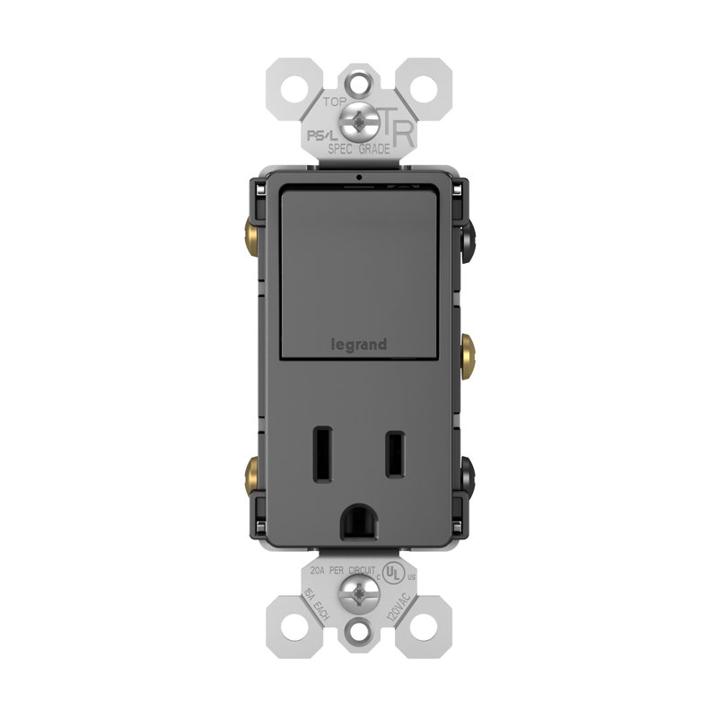 Radiant 15 Amp Combination Single Pole/3-way Switch With Tamper Resistant Outlet, Black