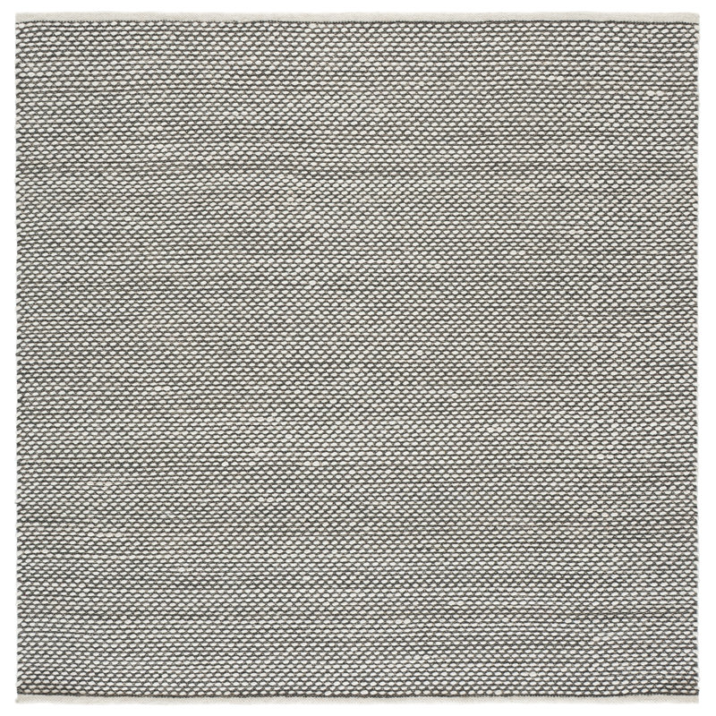 Cacilia Flat Weave Wool/Cotton Rug in Gray, Square 6'