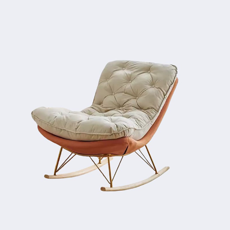 Chaise berçante nordique en tissu simple moderne, Orange, blanc cassé