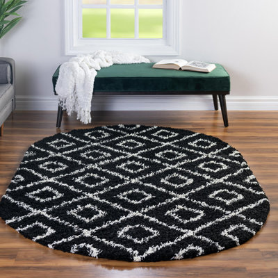 Tapis à poils longs noir et blanc Foundry Select