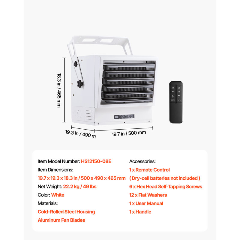 Electric Garage Heater 15000W with Remote Control Ceiling for Workshop