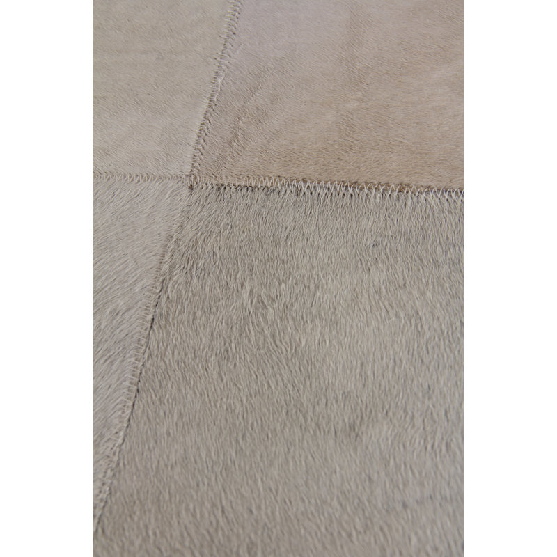 Artisan Ivory Checkered Cowhide 5' x 8' Area Rug