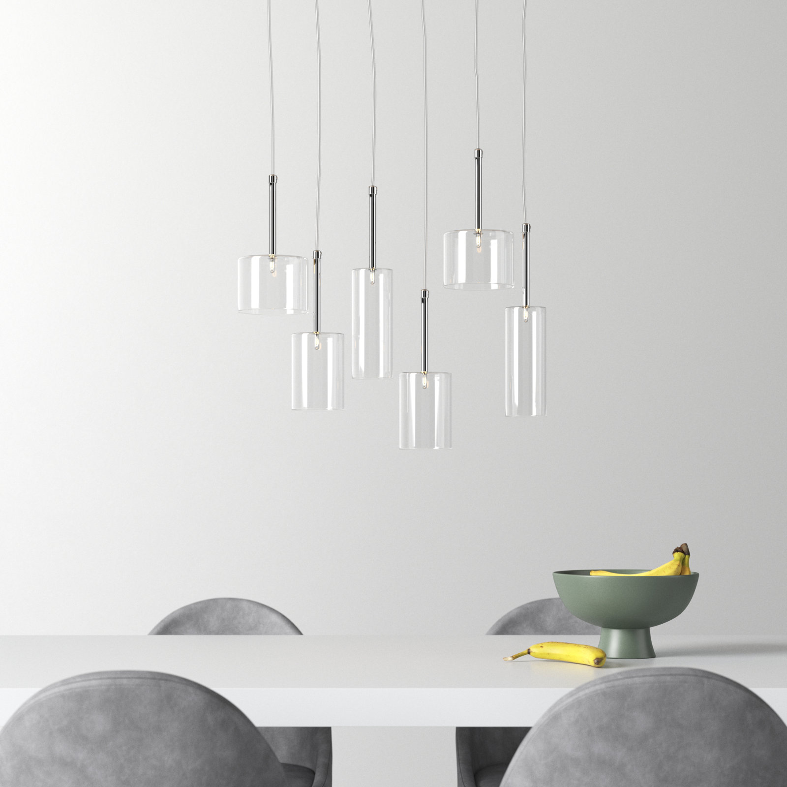 Abe 6 Light Glass Pendant