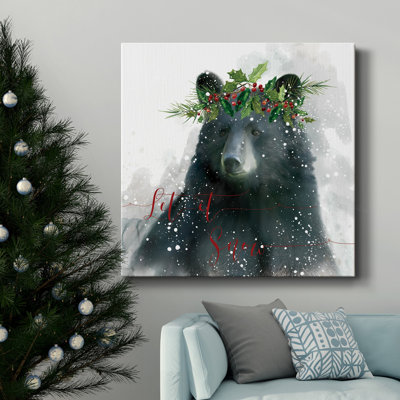 Let It Snow Bear - Toile tendue avec châssis de qualité supérieure - prête à être accrochée