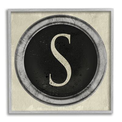 " Letter S Initial Vintage Typewriter Key Shape " by Daphne Polselli