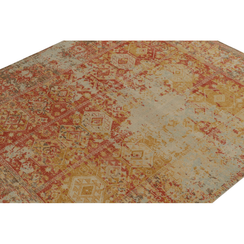 Distressed Homage Hand Knotted Wool Geometric Area Rug, Rectangle 12' x 16'