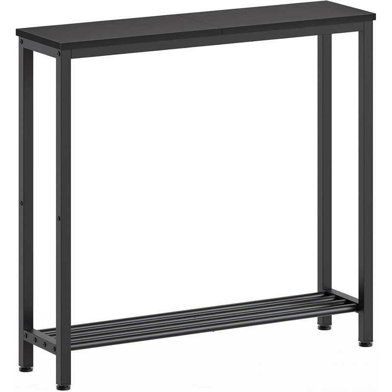 Narrow Industrial Console Table With 2-Tier Shelves, Space-Saving Sofa Table For Entryway, Hallway, And Living Room, Sturdy Metal Frame And Easy Assembly Design