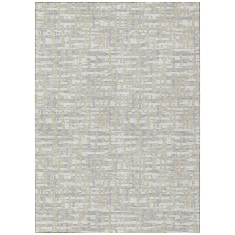 Tapis intérieur beige lavable abstrait HomeRoots 5 pi x 8 pi