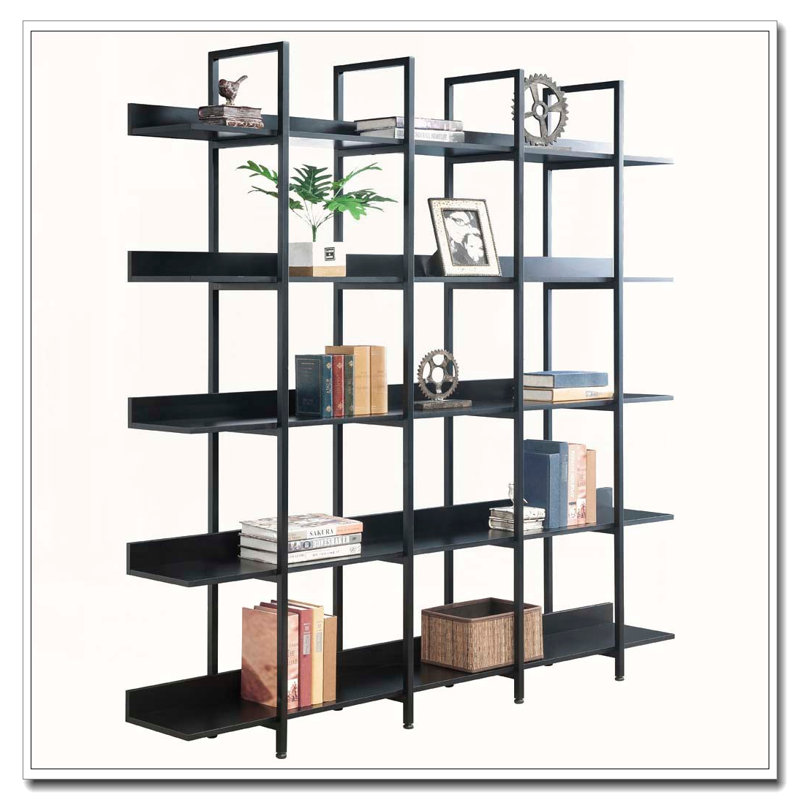 5 Tier Bookcase Home Office Open Bookshelf, Black