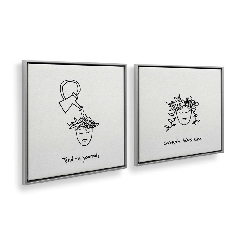 «Water Your Mind», ensemble de 2 impressions, 20 po x 20 po, Toile avec cadre, Chrome poli