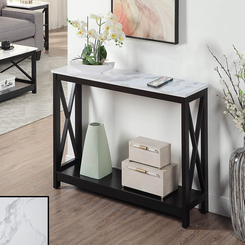 Console avec tablette Darek, Marbre blanc, H 31,5 po x l 39,5 po x P 11,75 po