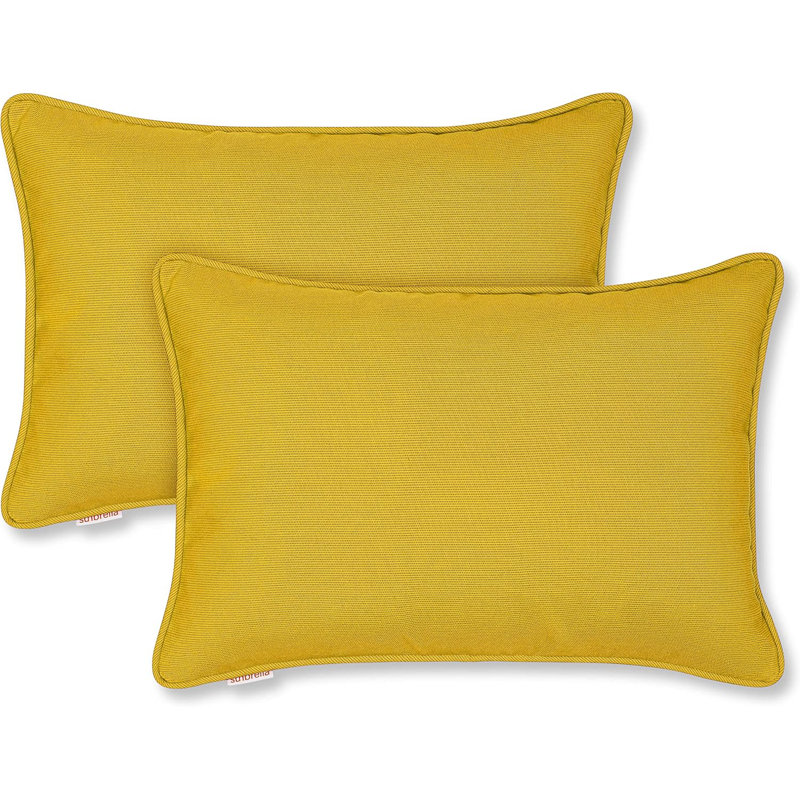 Housse de coussin Sunbrella, Jonquille, Housse de coussin seulement - sans coussin, Rectangle H 13 po x l 20 po