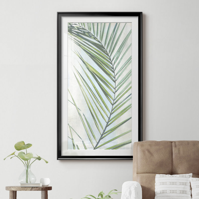 Palm Escape II - Reproduction d'art graphique sur papier encadré, H 10,5 po x l 18,5 po x P 1,5 po, Papier noir