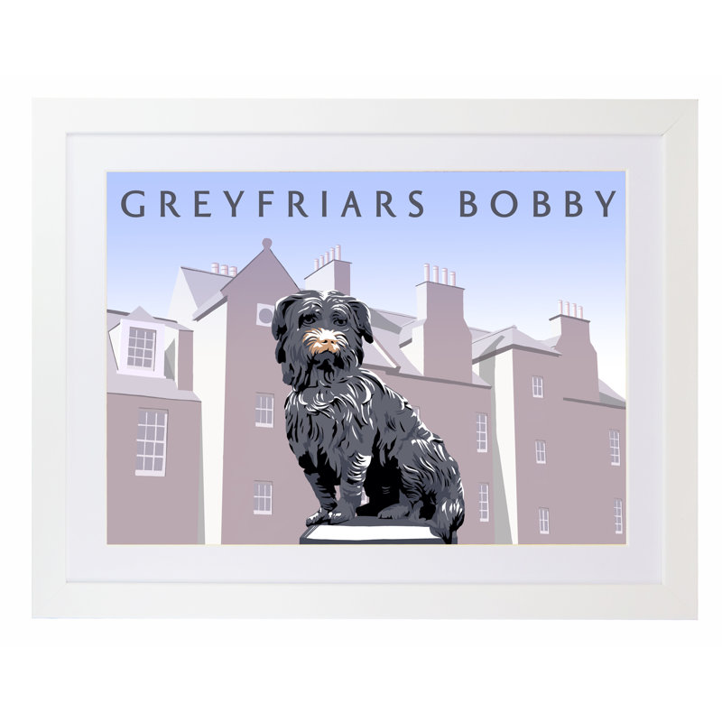 Greyfriars Bobby by Richard O'Neil - Print, White Wood Frame, 33.5 cm H x 43.5 cm W x 2.2 cm D