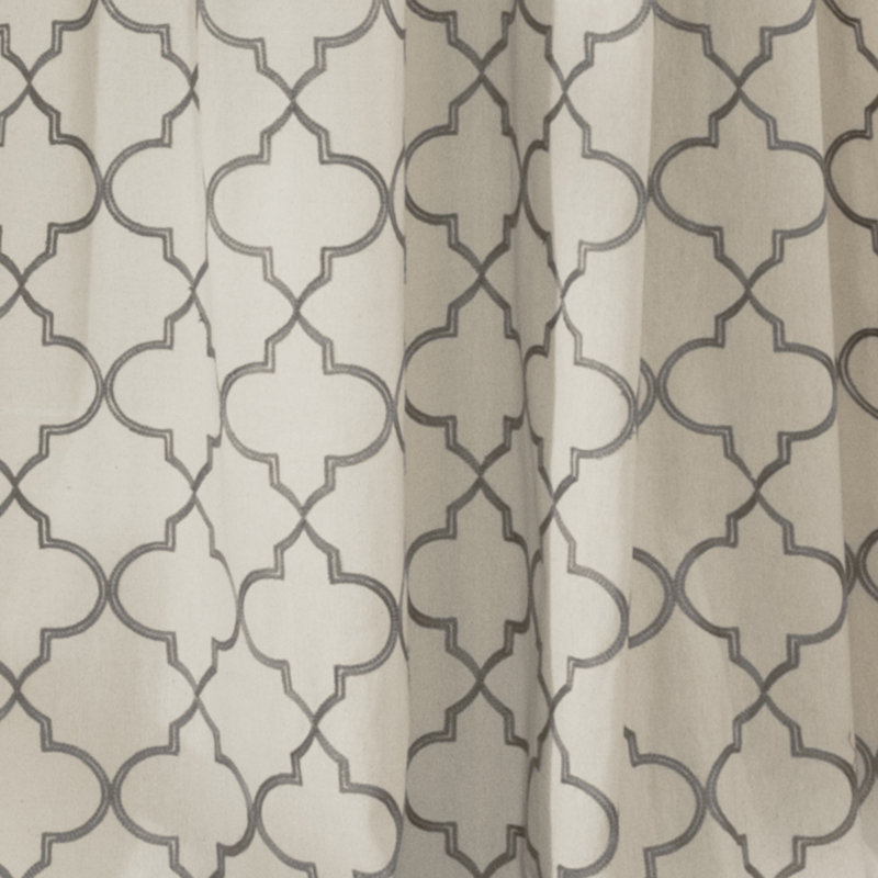 Paire de rideaux semi-transparents avec passe-tringle Geo, Beige et gris
