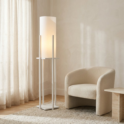 Aura White Drum Shade Floor Lamp