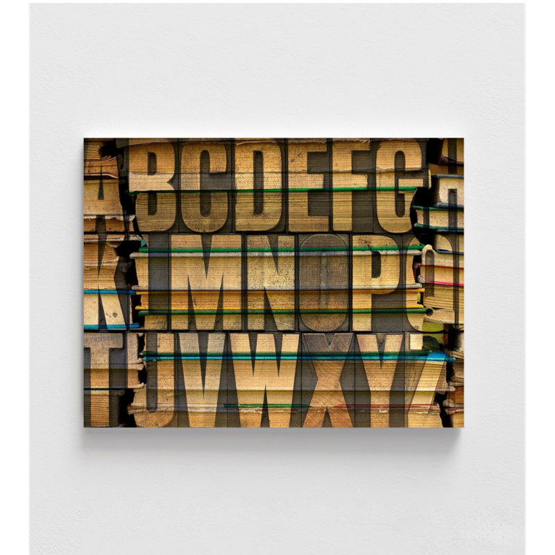 Impression sur bois typographique par Gi Artlab, école Montesory, école Montesory, H 12 po x l 16 po, Ne s’applique pas