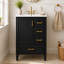 Meuble-lavabo moderne de 24 po avec lavabo en céramique, porte à fermeture douce, 3 tiroirs, poignées dorées et support de porte pour un rangement peu encombrant