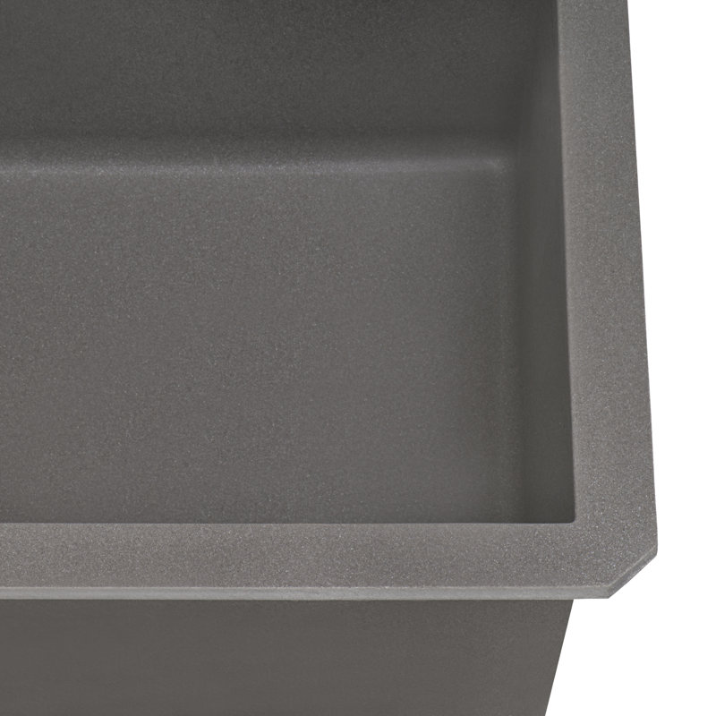Évier de cuisine à cuve simple en composite de quartz et granite encastrable 32 x 19 po Ruvati - Gris urbain