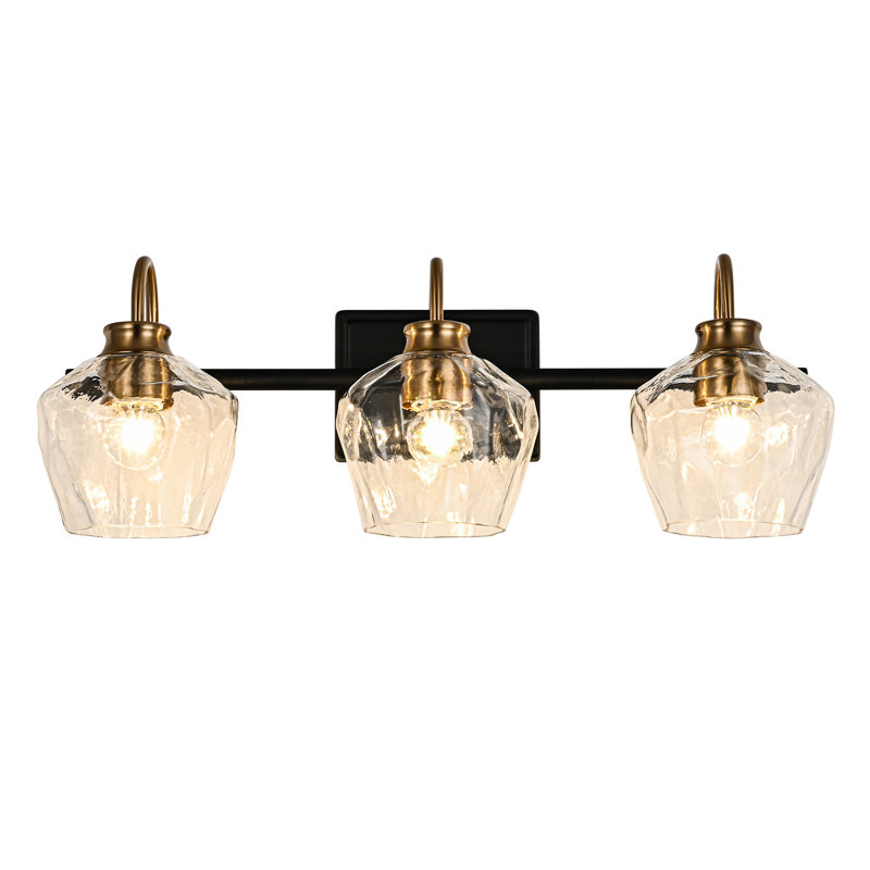 Éclairage pour meuble-lavabo à intensité variable Montalto, Trois lumières, Noir mat / Or