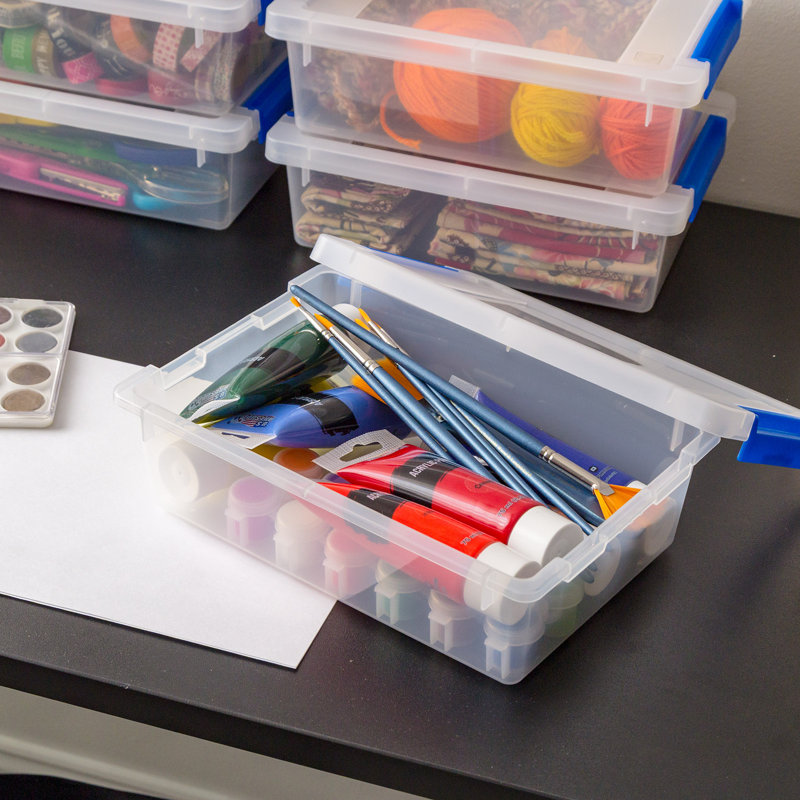 IRIS 2.4 Qt. Plastic Storage Bins With Lids, Clear Containers, Latching Totes 6 Pack, 2.4