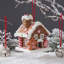 Maison de Noël lumineuse en polymère, en forme de maison de conte de fées, à poser sur une table. Fonctionne à piles. Veilleuse idéale pour la maison ou le bureau. Cadeau parfait pour les fêtes.-823179650