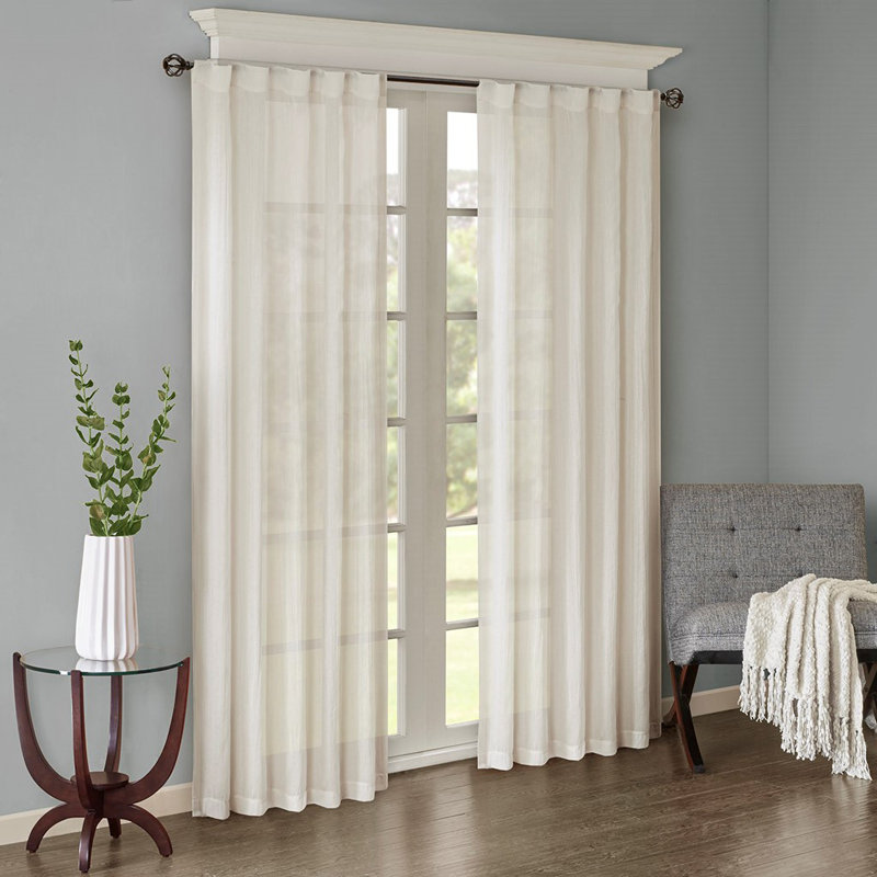 Paire de panneaux de rideau uni (2 pièces), Blanc, L 42 po x L 95 po