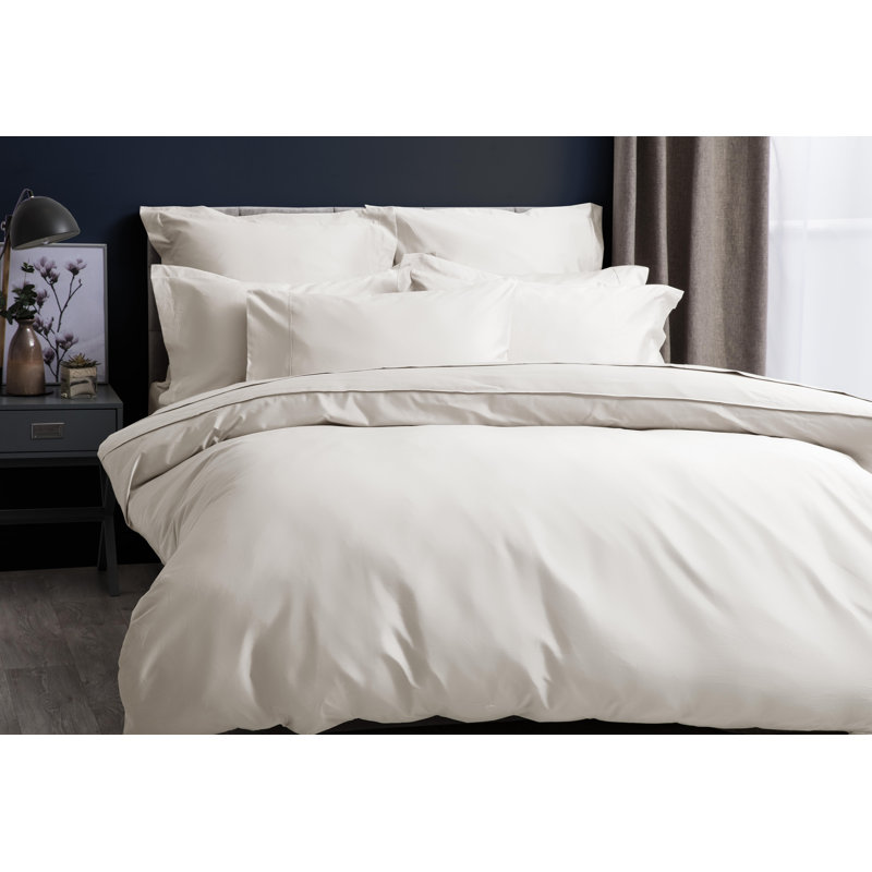 450 TC Pima Cotton Range Cotton Solid Colour Duvet Cover Set with Pillowcases Included, White