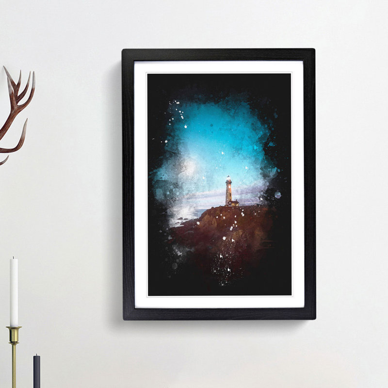 Pigeon Point Lighthouse - Picture Frame Graphic Art Print, 45cm H x 33cm W x 2cm D, Black Framed