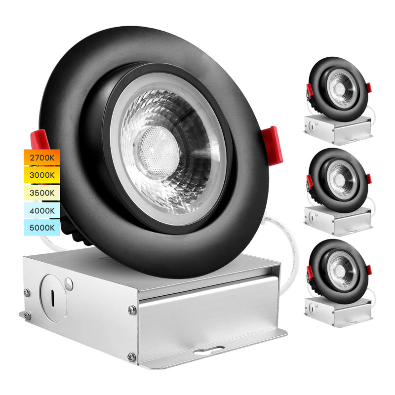 4'' Selectable Color Temperature Dimmable Air-Tight IC Rated LED Canless Recessed Lighting Kit