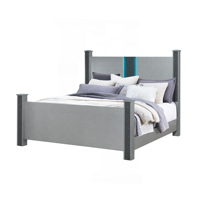 Silver Bed With Speakers, Full